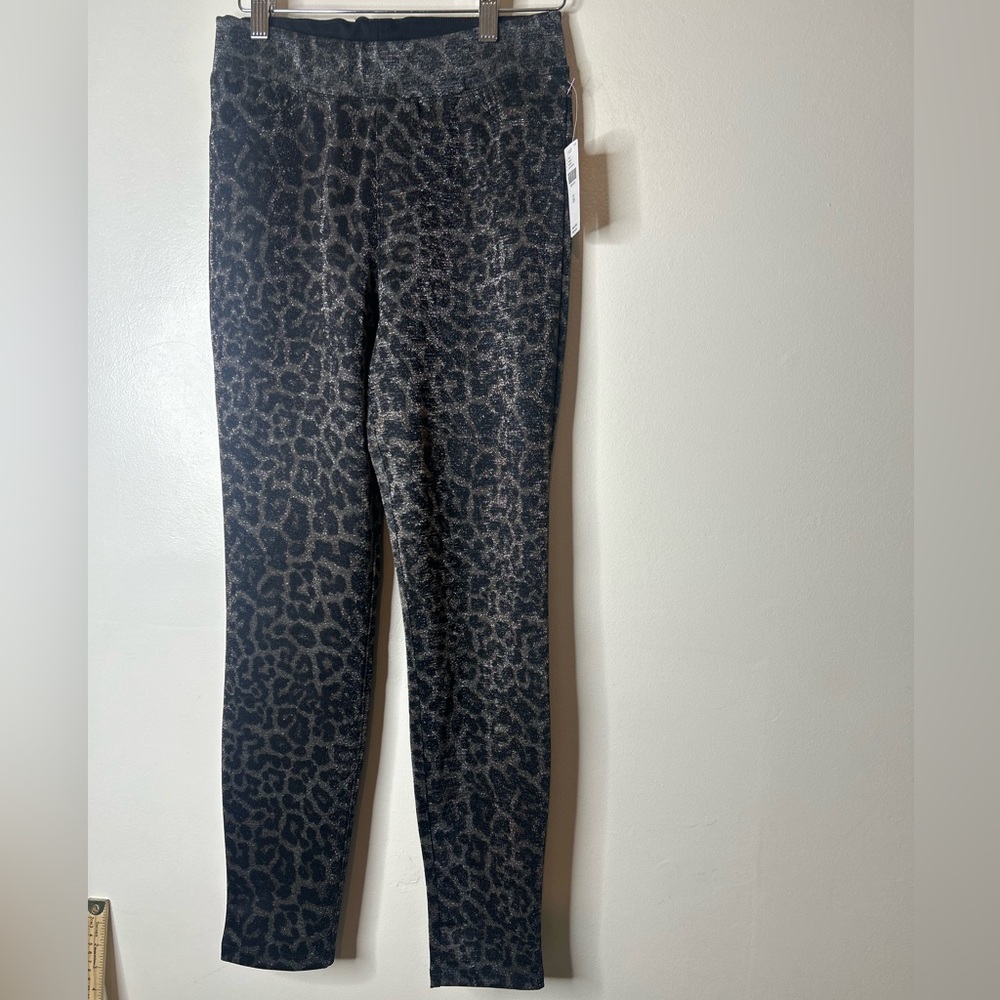 Sanctuary X Anthropologie Runway Shimmer Pants XS Legging Leopard Hi-Rise NWT